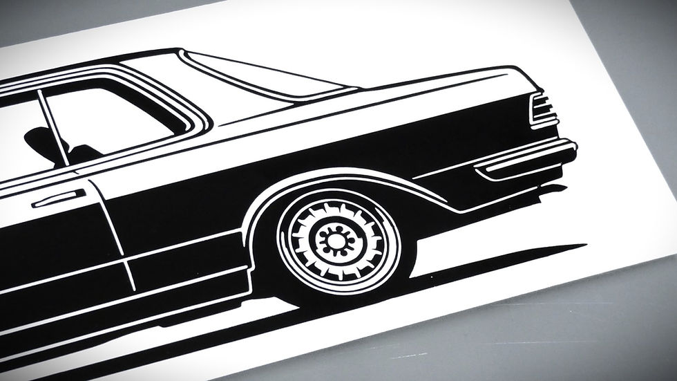 Miniaturbild: Mercedes W123 CE Coupe Aufkleber Silhouette schwarz, W123 CE Sticker Silhouette, Mercedes W123 CE side view sticker black