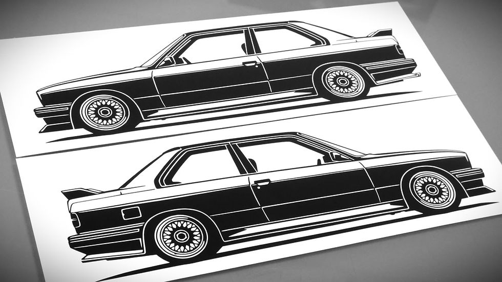 Miniaturbild: BMW E30 M3 Sticker, BMW E30 M3 Aufkleber Silhouette schwarz, BMW E30 M3 side view sticker black, BMW E30 M3 Silhouette
