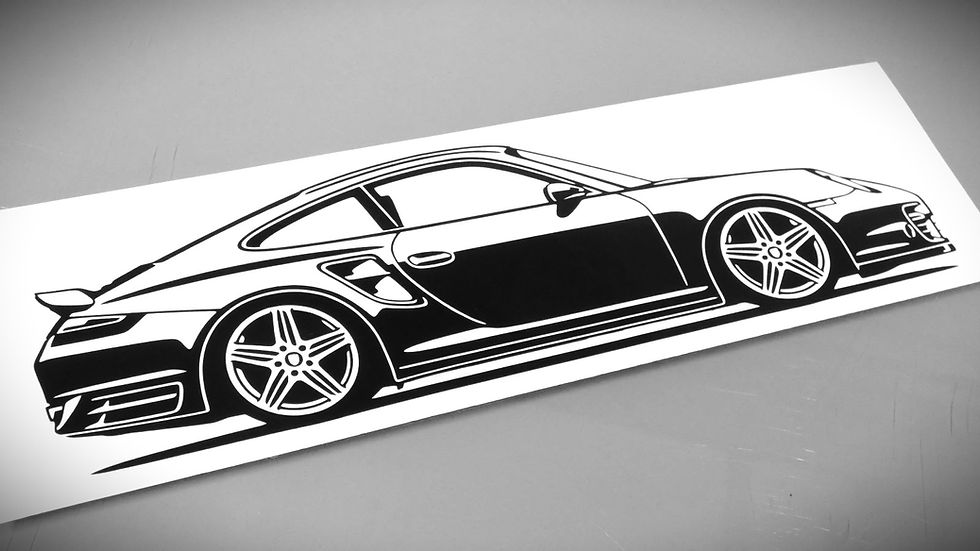 Miniaturbild: Porsche 997 Sticker, Porsche 997 Turbo Sticker Aufkleber Silhouette schwarz, Porsche 997 Turbo side view sticker silhouette