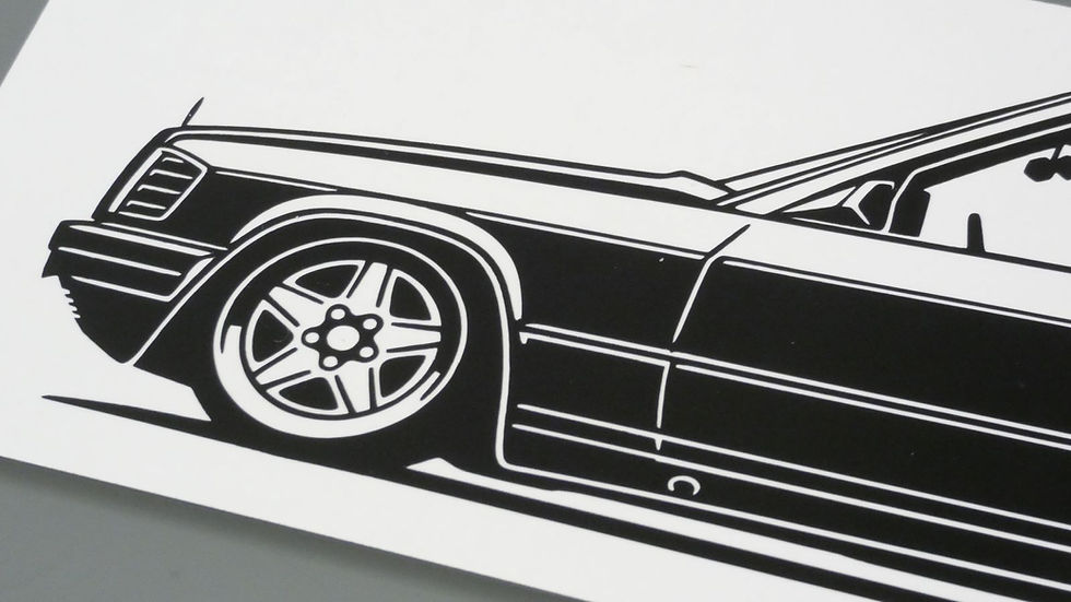 Miniaturbild: Mercedes W201 190E tuning Aufkleber Silhouette schwarz,  Mercedes 190E Sticker Silhouette, W201 190e side view sticker black