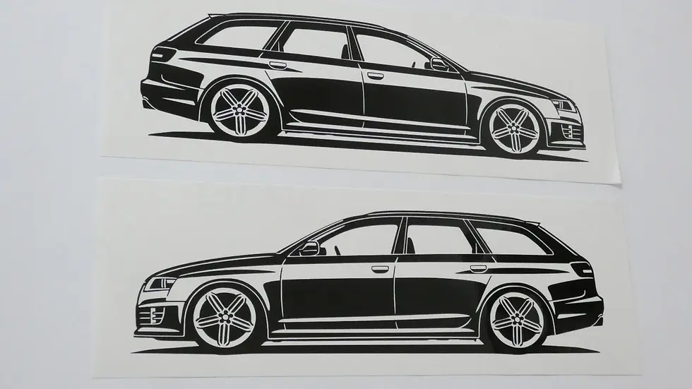 Miniaturbild: Audi RS6 C6 Avant Aufkleber Silhouette schwarz, Audi RS6 Sticker Silhouette schwarz, Audi RS6 side view sticker black
