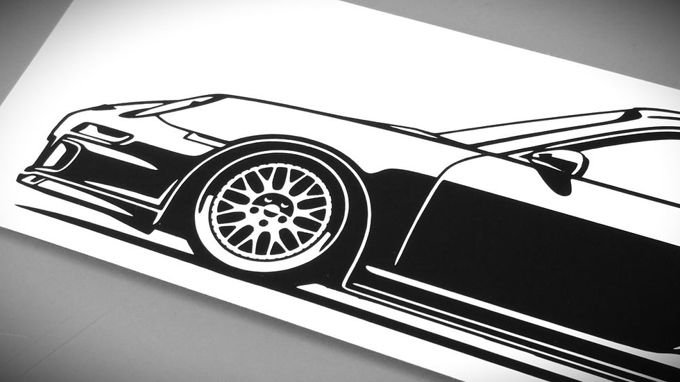 Miniaturbild: Porsche 997 GT3 Sticker, Porsche 997 GT3 Sticker Aufkleber Silhouette schwarz, Porsche 997 side view sticker silhouette