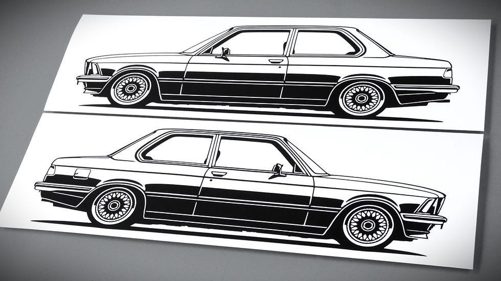 Miniaturbild: BMW E21 tuning Aufkleber, BMW E21 1975-1979 Aufkleber Sticker Silhouette schwarz, BMW E21 tuning side view sticker black