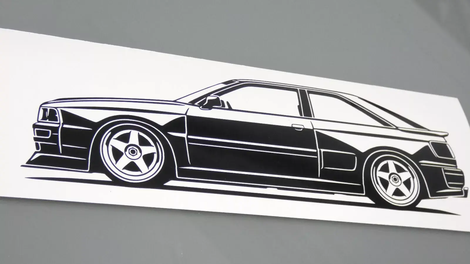 Audi Coupe B3 Prior tuning Aufkleber Silhouette schwarz, Audi 90 Coupe Sticker Silhouette, Audi Coupe side view sticker black