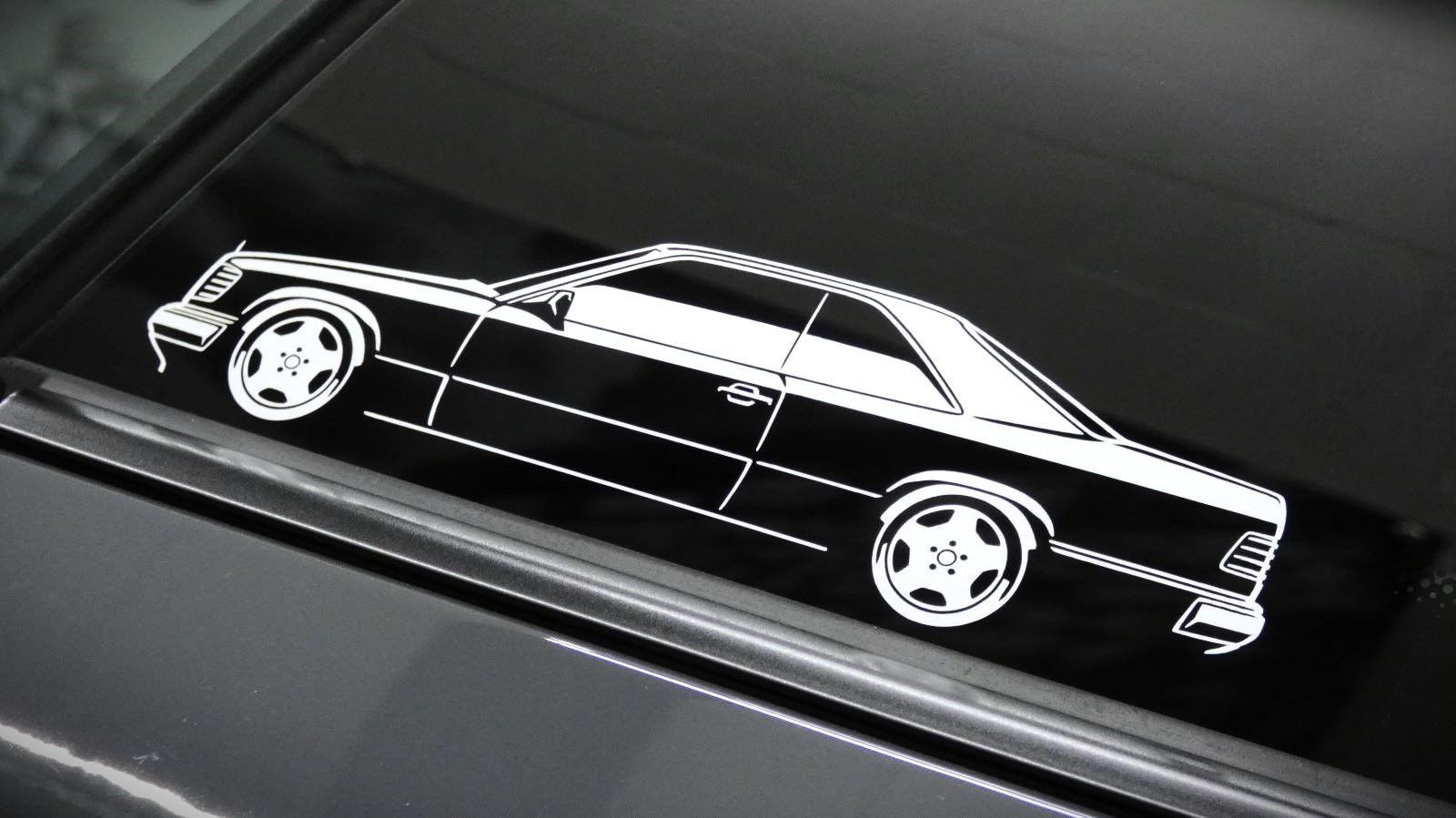 Mercedes W124 CE Coupe Aufkleber, Mercedes W124 CE Sticker Aufkleber Silhouette Weiß matt, Mercedes W124 CE side view sticker