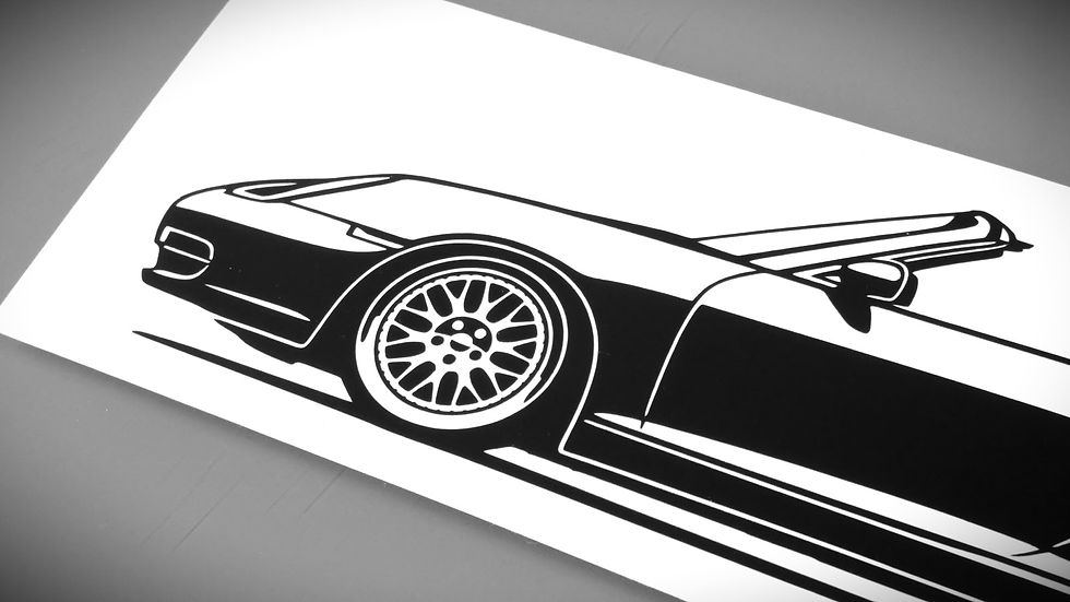 Miniaturbild: Porsche 996 tuning Sticker, Porsche 996 Cabrio Sticker Aufkleber Silhouette schwarz, Porsche 996 side view sticker black