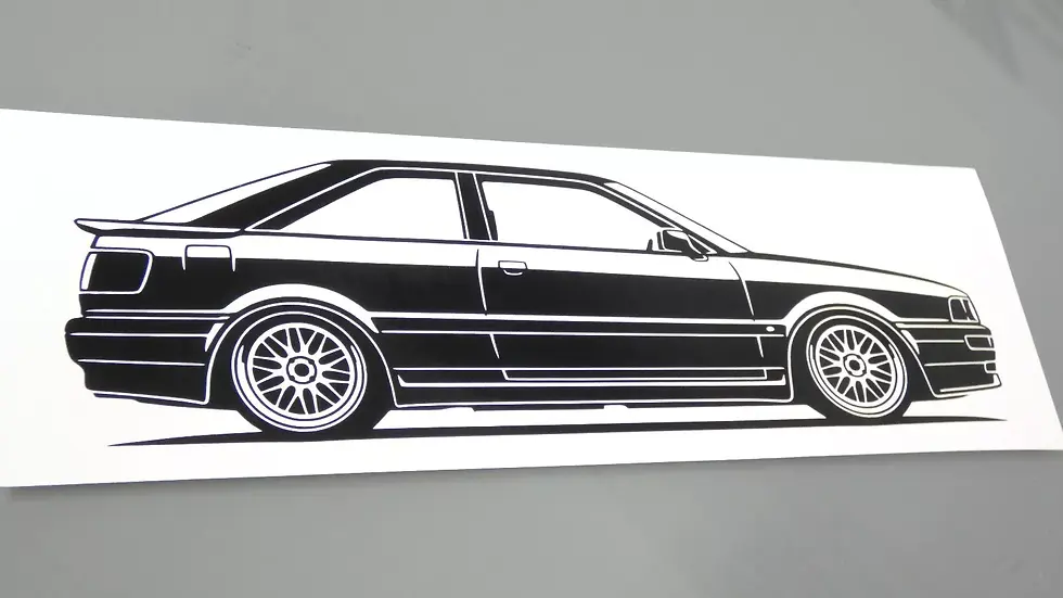 Miniaturbild: Audi Coupe Typ 89 B3 Aufkleber Silhouette schwarz, Audi Coupe 80 90 Sticker Sticker Silhouette schwarz, Audi Coupe side view