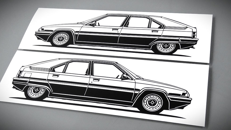 Miniaturbild: Citroen BX Silhouette, 1982er Citroen BX Aufkleber schwarz, Citroen BX sticker silhouette black