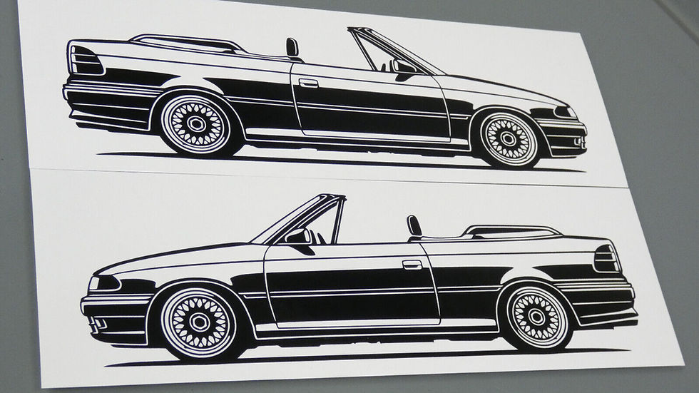Miniaturbild: Opel Astra F Cabrio Sticker, Opel Astra F Cabrio Aufkleber Silhouette schwarz, Opel Astra F side view sticker black 7