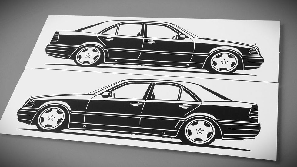 Mercedes Sticker, Mercedes W202 C-Klasse Aufkleber Sticker Silhouette schwarz, Mercedes W202 class side view sticker black