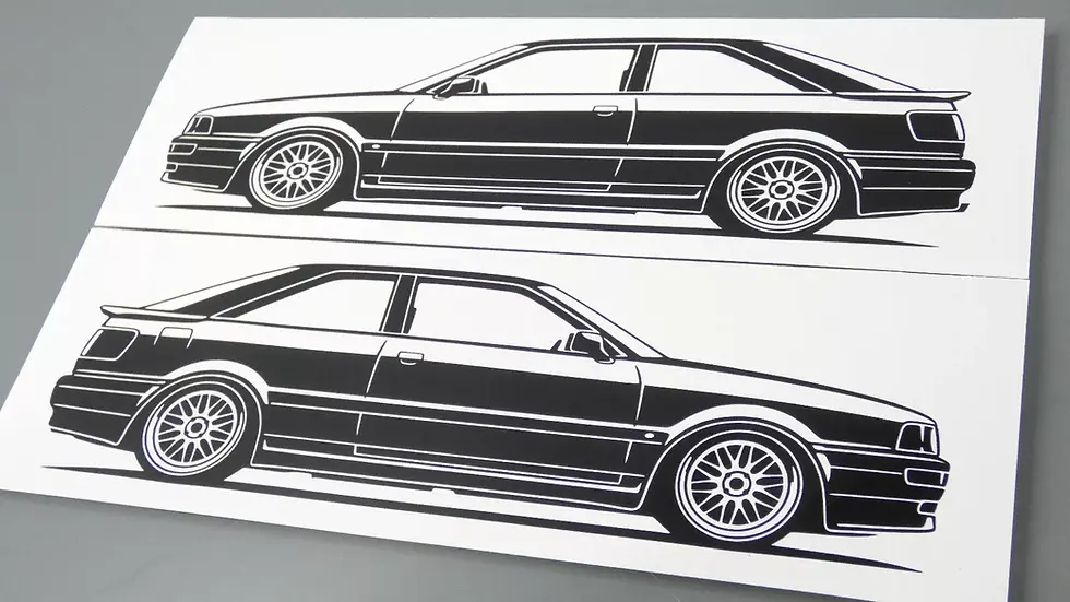 Miniaturbild: Audi Coupe Typ 89 B3 Aufkleber Silhouette schwarz, Audi Coupe 80 90 Sticker Sticker Silhouette schwarz, Audi Coupe side view
