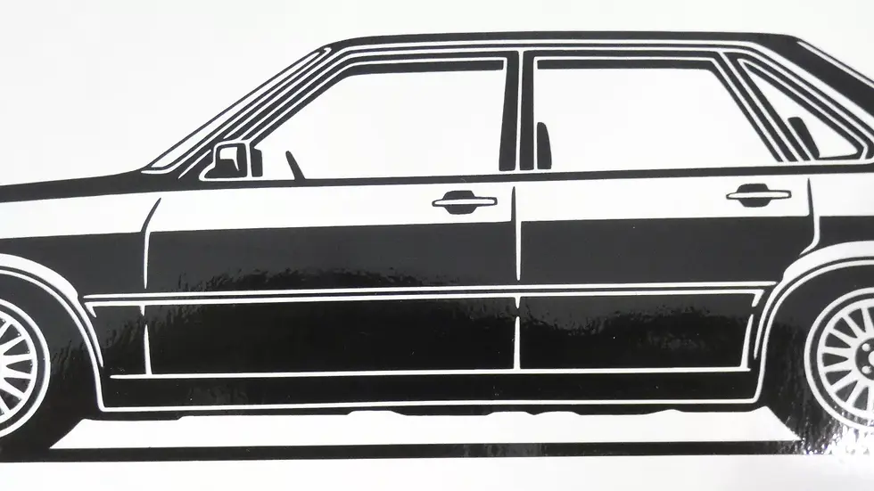 Miniaturbild: Audi 80 B2 GTE B2 Aufkleber Silhouette schwarz, Audi 80 B2 GTE Sticker Silhouette schwarz, Audi 80 side view sticker black