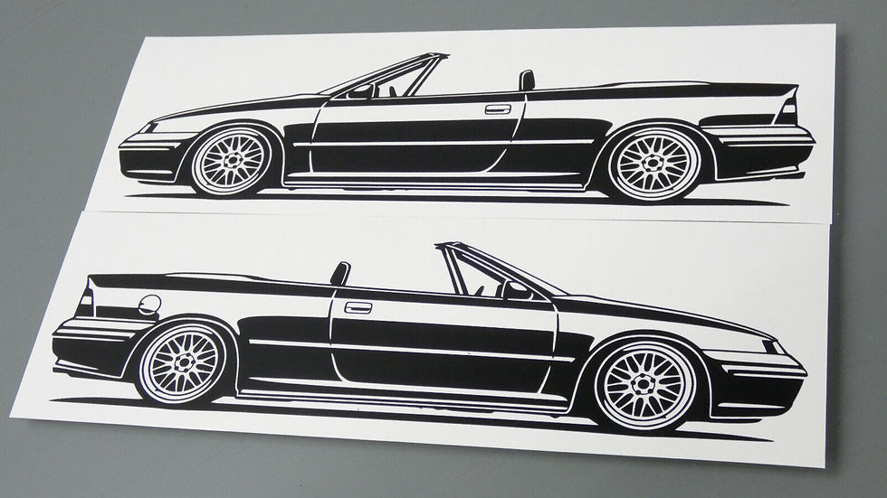 Opel Calibra Sticker, Opel Calibra Hornstein Cabrio Aufkleber Silhouette schwarz, Opel Calibra side view sticker black