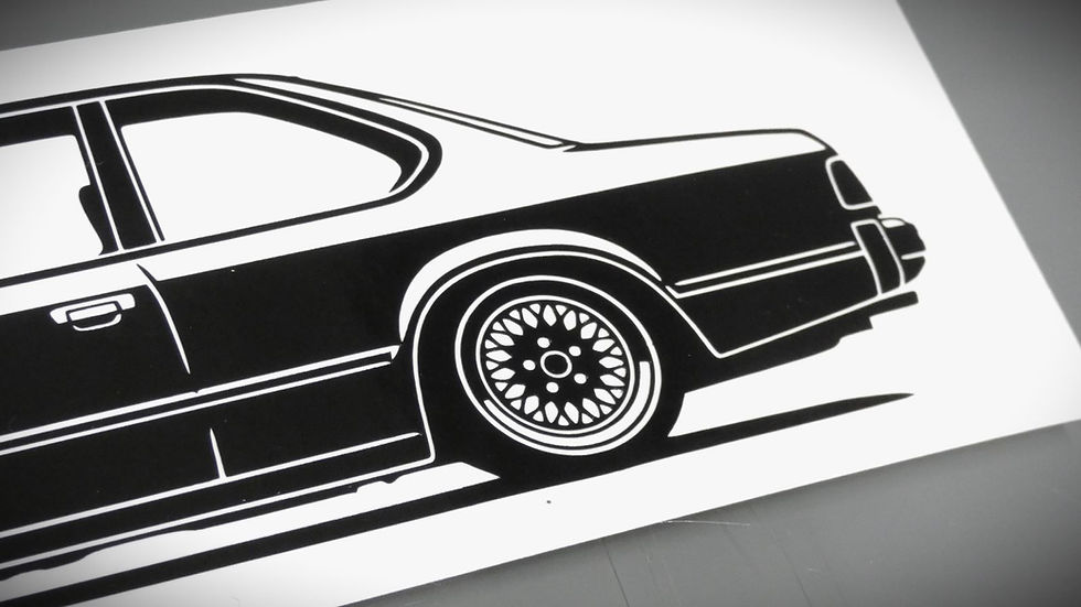 Miniaturbild: BMW E24 Sticker Silhouette schwarz, BMW E24 635 CSI Aufkleber Silhouette schwarz, BMW E24 Silhouette BMW E24 side view black