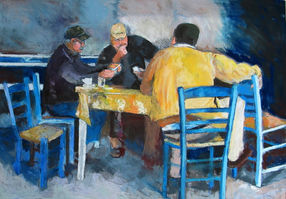 Motti Shoval, Card players, 50x70cm