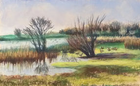 Ann Rohde Rasmussen, Gulstav Mose 2022, 40x25cm