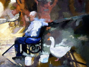 Motti Shoval, Geese shepherd, 50x65 cm .jpeg