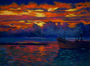 Ship in blue sunset, 39x30cm. Ekaterina Borovko.jpeg