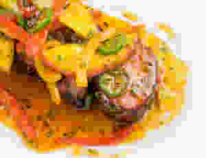 Chili & Summer Peach Pork Tenderloin by Chef Adrianne Calvo