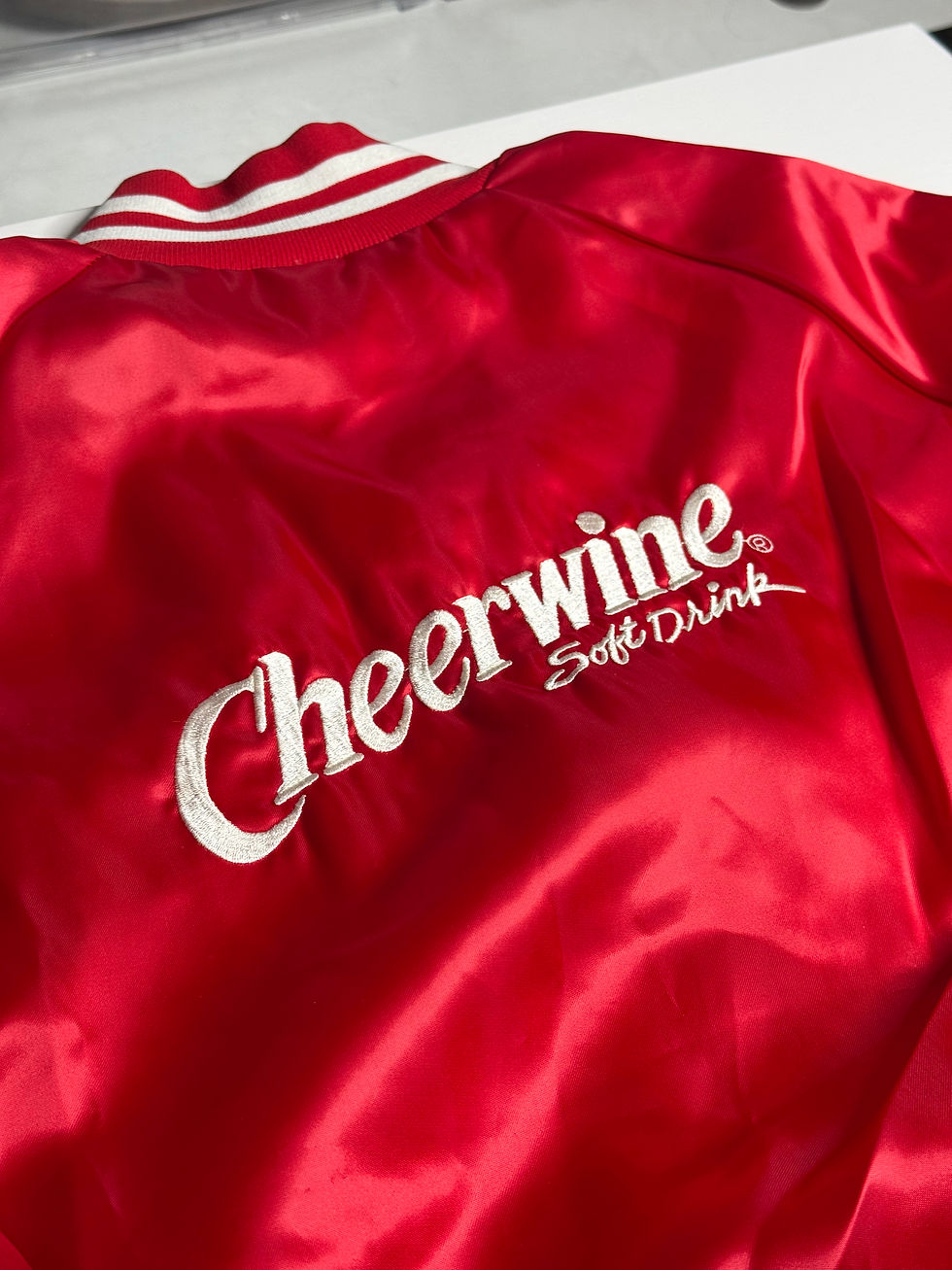 Thumbnail: VINTAGE 1990’s Cheerwine Bomber Jacket “Cherry Red” [L] PREOWNED