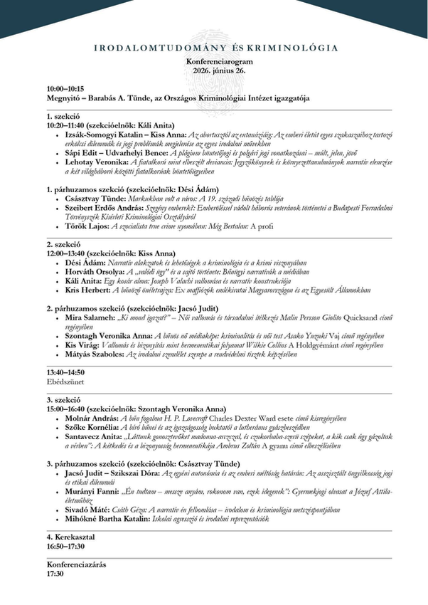 Szeibert Erdős András előadása az Irodalomtudomány és kriminológia konferencián