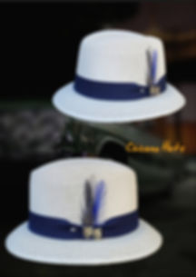 Traditional Garcia White Lowrider w/Navy Blue band