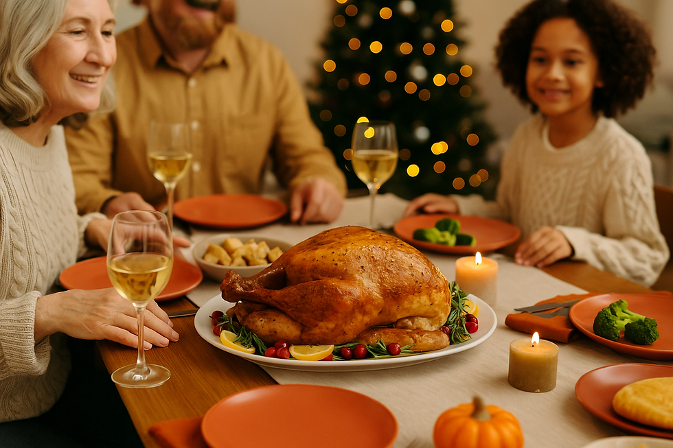 table set with healthy holiday foods