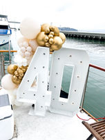 Marquee Number and Organic Balloon Garland, tuftex balloons, brilliant elegance balloons, san francisco party decor, bay area backdrop, bay area balloons