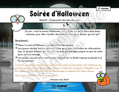 Soirée d'Halloween - Compréhension de lecture - 2e année