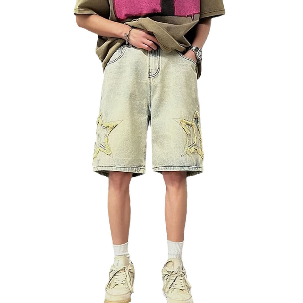 Thumbnail: Mens Washed Denim Five-Point Shorts