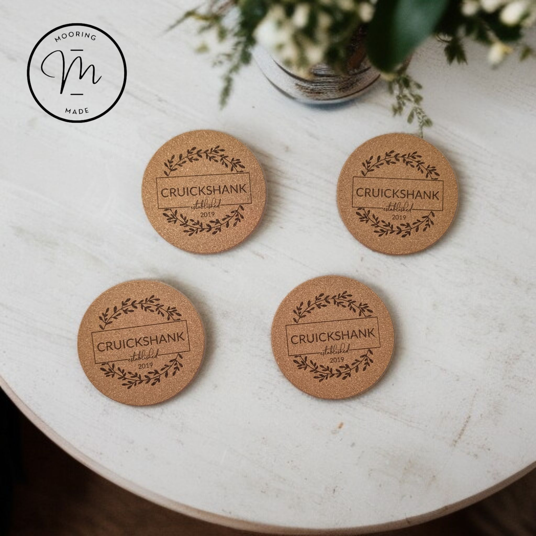 Anniversary Cork Coasters- Set of 4