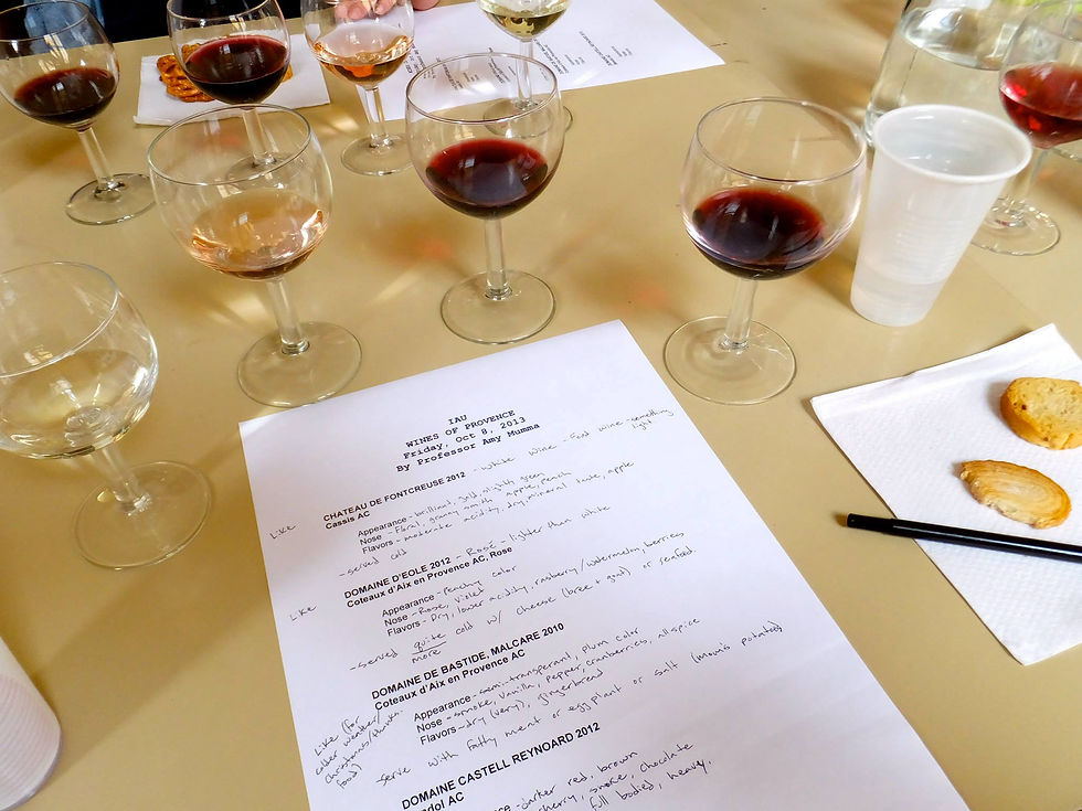 IAU wine tasting class notes