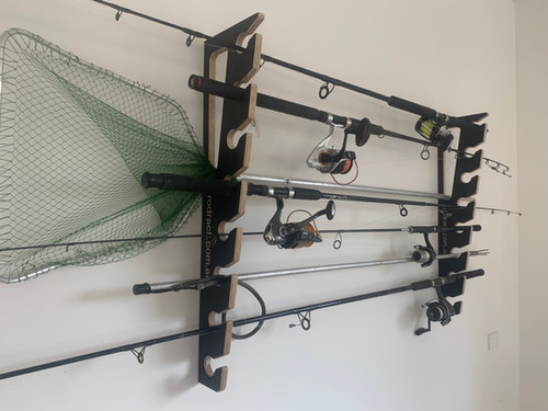 Horizontal Rod Rack in Black Plywood | RODRACK.COM.AU