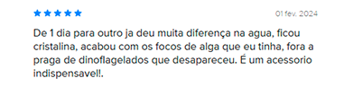 Comentário de um cliente sobre o Filtro IUV