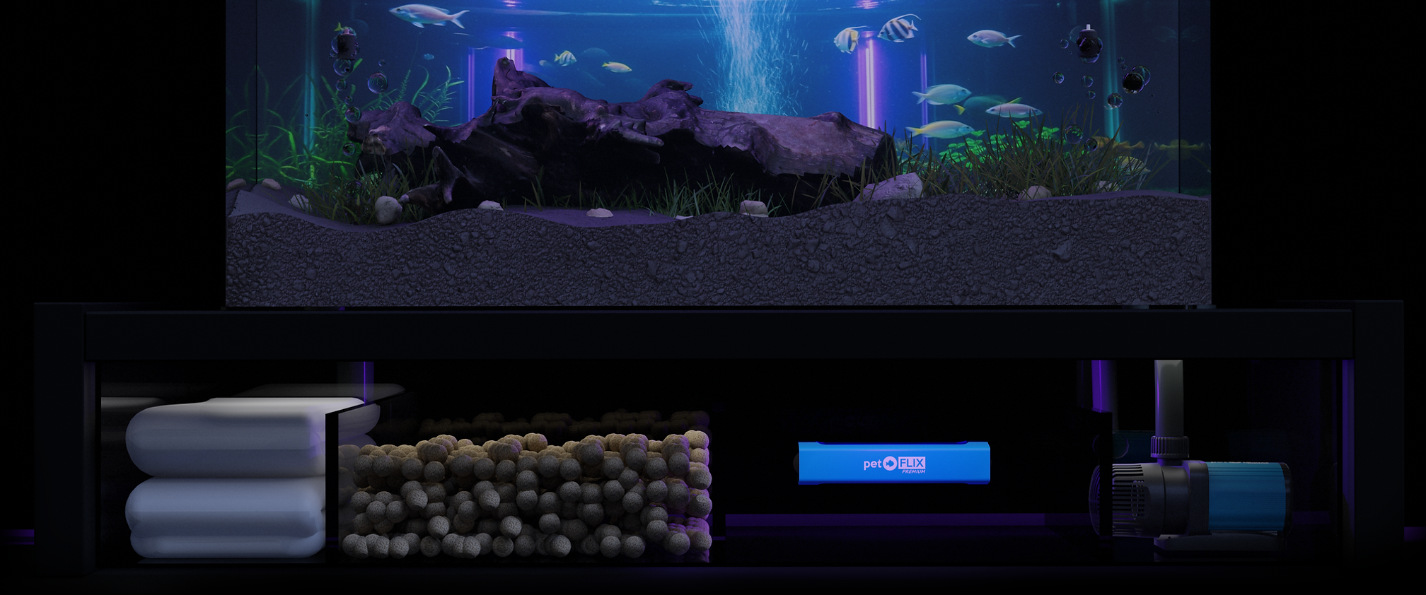 Filtro UV IUV-11 da Pet Flix dentro de um sump