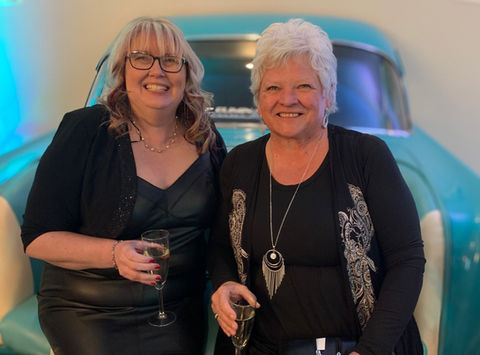 Mary Hegge with Tracey accepting the Leduc-Nisku-Wetaskiwin Chamber of Commerce Best Heritage Organization 2023.