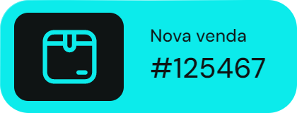 Ícone de pacote com o texto Nova venda e número 125467