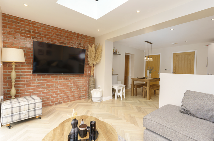 living room space in family house extension
