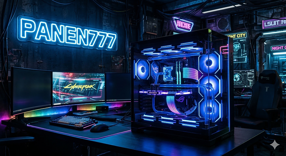 setup pc gaming modern panen777 dengan lampu rgb dan teknologi high end.png