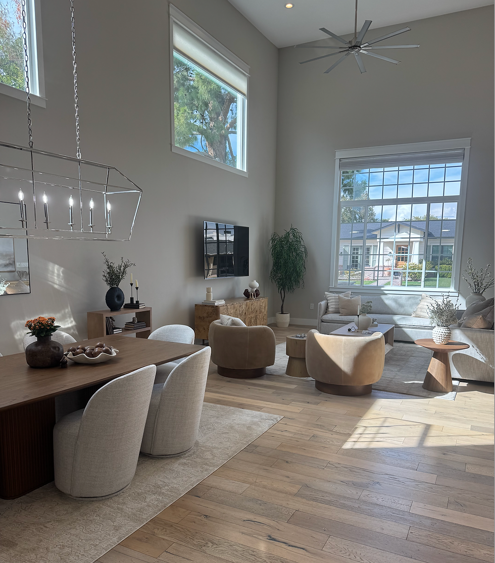 Fully staged and styled dining and living room in an Arcadia Lite home for sale in Phoenix.