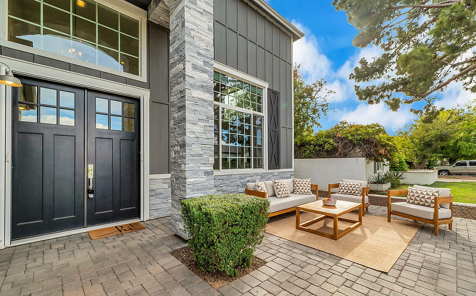 Fully staged and styled front patio in an Arcadia Lite home for sale in Phoenix.