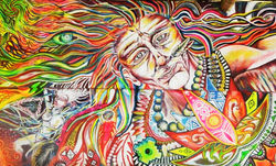 "Visions" Mural painted at a nightclub in Montanita, Ecuador