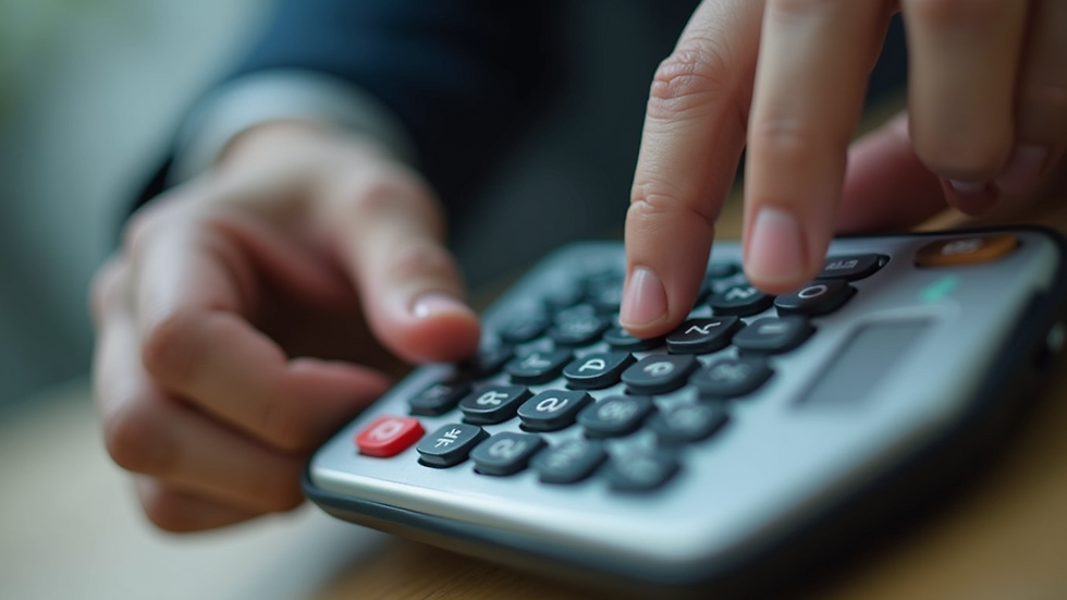 Close-up of a hand entering numbers into a mortgage calculator on a smartphone
