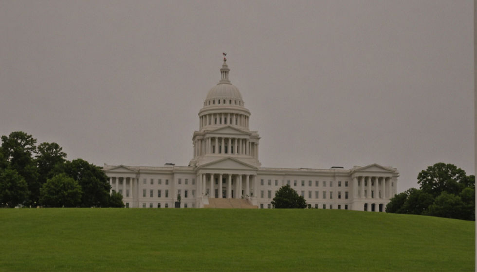Close-up view of the Michigan state capitol building