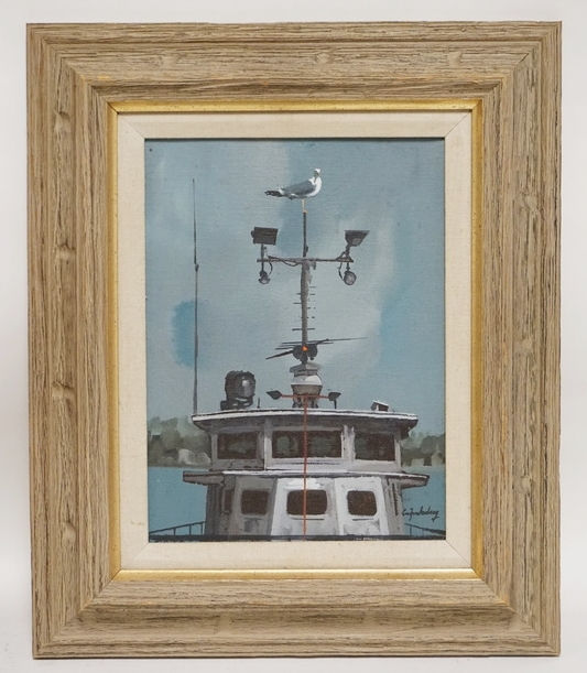 STANLEY M. ZUCKERBERG (1919-1995) OIL PAINTING ON CANVAS OF A SEAGULL PERCHED ON