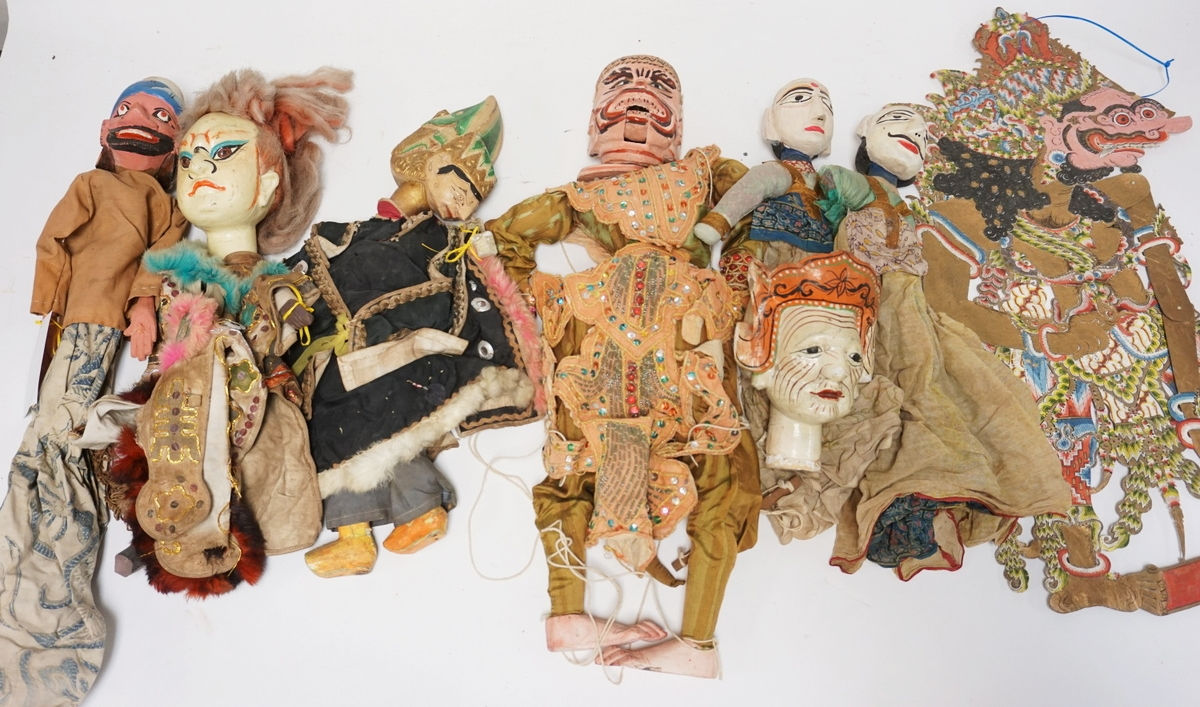 GROUPING OF MIDDLE EASTERN/ASIAN MARIONETTES. TALLEST IS 26 INCHES.