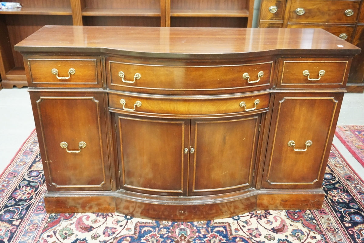 1163_MAHOGANY SIDEBOARD. BOW FRONT. 60 INCHES WIDE. 36 INCHES HIGH.