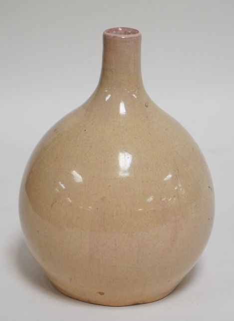 1185_PUDAY STAFFEL ART POTTERY VASE WITH A BULBOUS BODY AND A TAPERED NECK. 6 3/