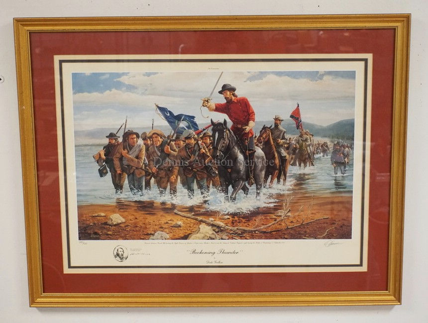 DALE GALLON CIVIL WAR SCENE PRINT TITLED *BECKONING THUNDER*, GENERAL AMBROSE PO