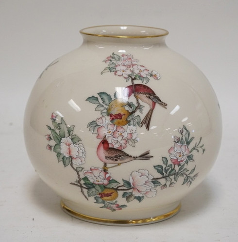 Lenox Serenade Ball Shaped Vase Decorated With Birds 7 Inches
